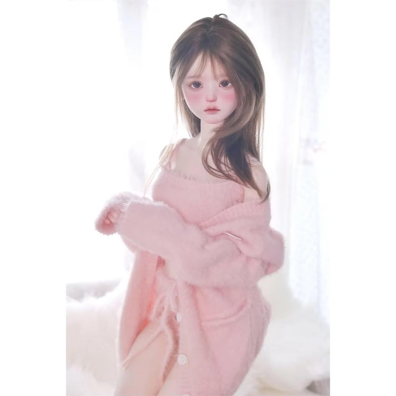 Oueneifs Doll Clothes Set for BJD, Resin Toy Doll Accessories Cardigan+ Vest+ Pants (Pink, for 1/3 BJD Doll) - Image 2
